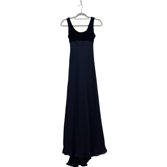 Vintage 90s Zum Zum By Niki Livas Blue Evening Gown Size 3/4 Velvet Bust Chiffon - Picture 1 of 14